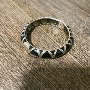 Angelique De Paris Grey Bamboo Wide Resin Bracelet Bangle Jewelry